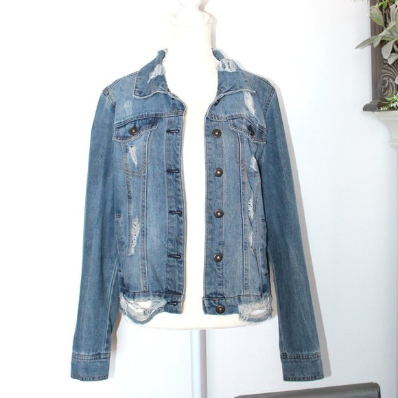 HWY Jeans Highway Super-Distressed Jean Jacket - Picture 1 of 16